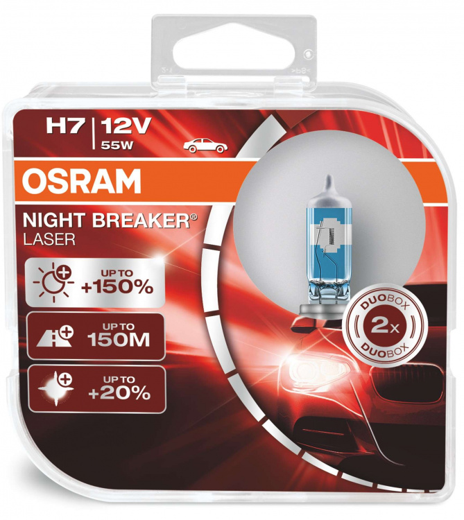 OSRAM H7 12V 55W NIGHT BREAKER® LASER +150% mehr Helligkeit Set - 2 Stück